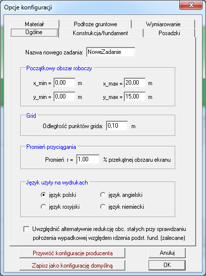 opcje programu