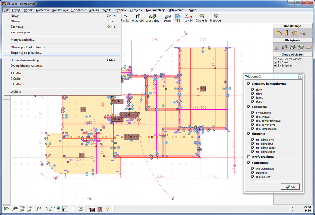 eksport modelu do dxf