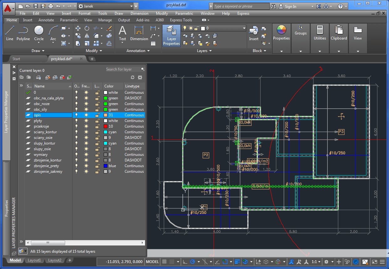 przykład modelu dxf