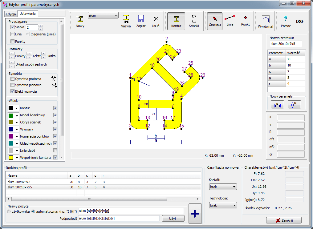 kreator profili parametrycznych