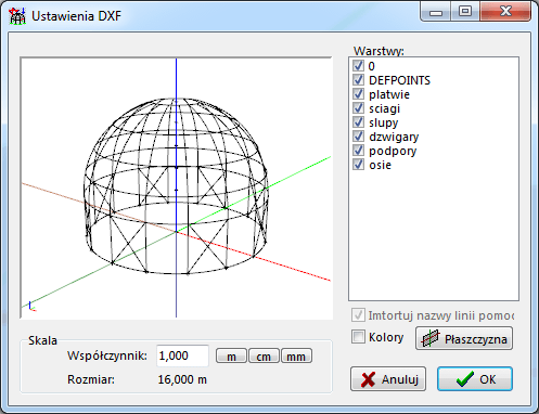 import konstrukcji z pliku dxf (3D)